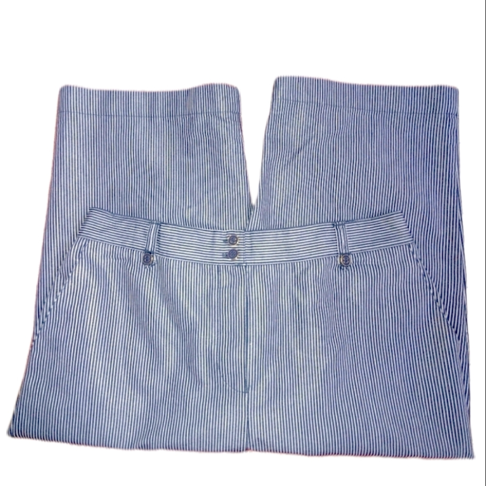 Alfred Dunner BERMUDA Shorts High Rise Striped Elastic High Waist Full Cut